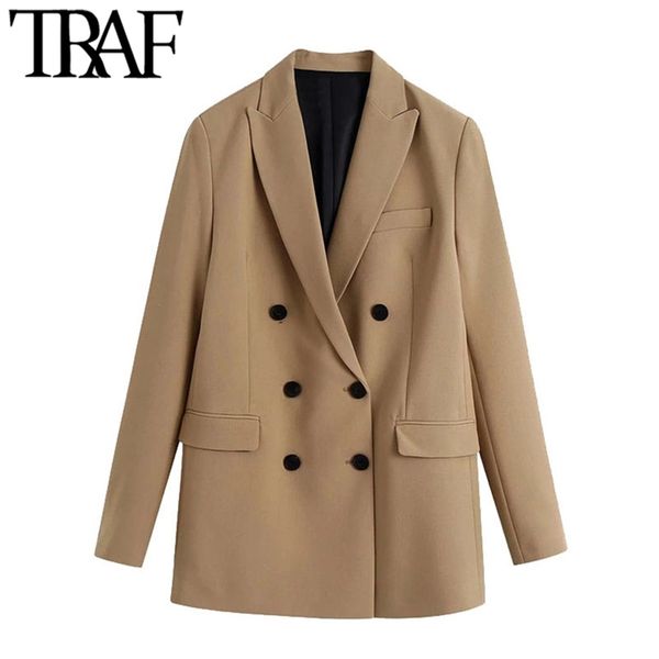 traf women fashion office wear double breasted blazers coat vintage long sleeve pockets female outerwear chic 210915, White;black
traf women fashion office wear double breasted blazers coat vintage long sleeve pockets female outerwear chic 210915, White;black