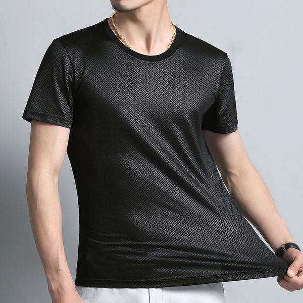 2022 summer men's ice silk short-sleeved t-shirt round neck thin section mercerized cotton high elastic printing bottoming shirt, White;black
2022 summer men's ice silk short-sleeved t-shirt round neck thin section mercerized cotton high elastic printing bottoming shirt, White;black