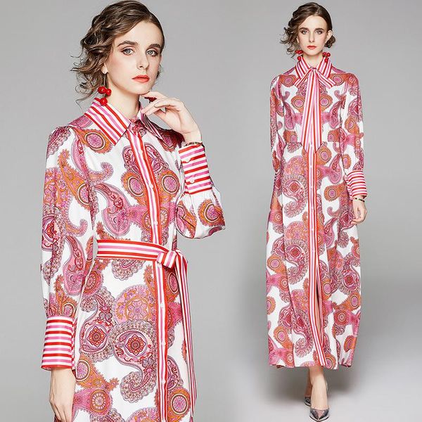 casual dresses spring summer fall runway vintage floral print collar bow belt long sleeve women ladies party a-line maxi shirt dress, Black;gray
casual dresses spring summer fall runway vintage floral print collar bow belt long sleeve women ladies party a-line maxi shirt dress, Black;gray