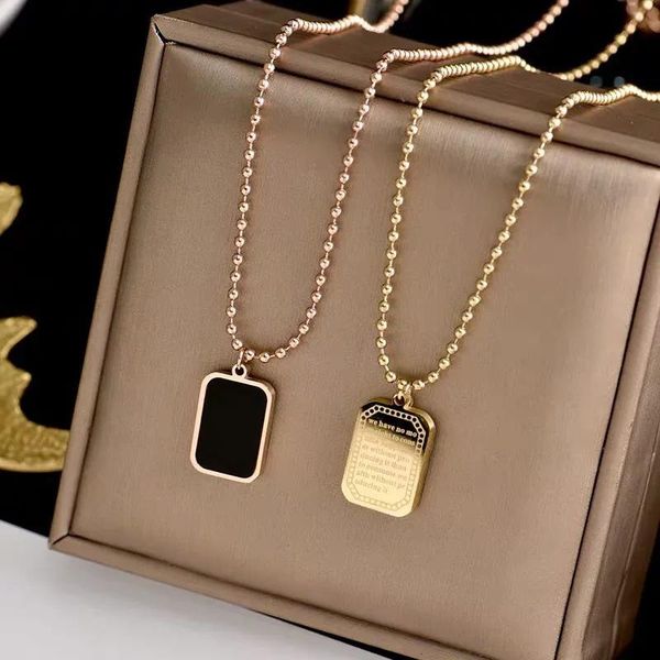 chains fashion lettering reversible black rectangular titanium steel necklace women's clavicle chain, Silver
chains fashion lettering reversible black rectangular titanium steel necklace women's clavicle chain, Silver