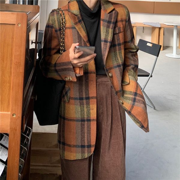 ol elegant vintage casual quilted plaid woolen blazer jacket 2021 new minimalist notched women blazers loose suit coat gjql, White;black
ol elegant vintage casual quilted plaid woolen blazer jacket 2021 new minimalist notched women blazers loose suit coat gjql, White;black