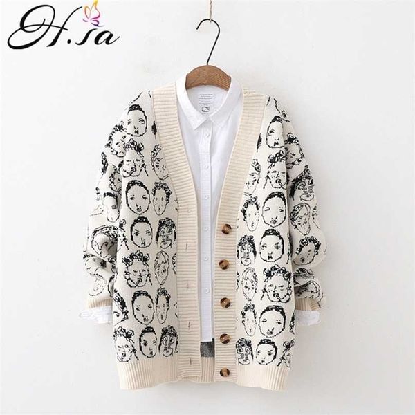 h.sa women sweater and cardigans long cashmere knitted jacket chic oversized thick warm female clothes girl 211011, White;black
h.sa women sweater and cardigans long cashmere knitted jacket chic oversized thick warm female clothes girl 211011, White;black