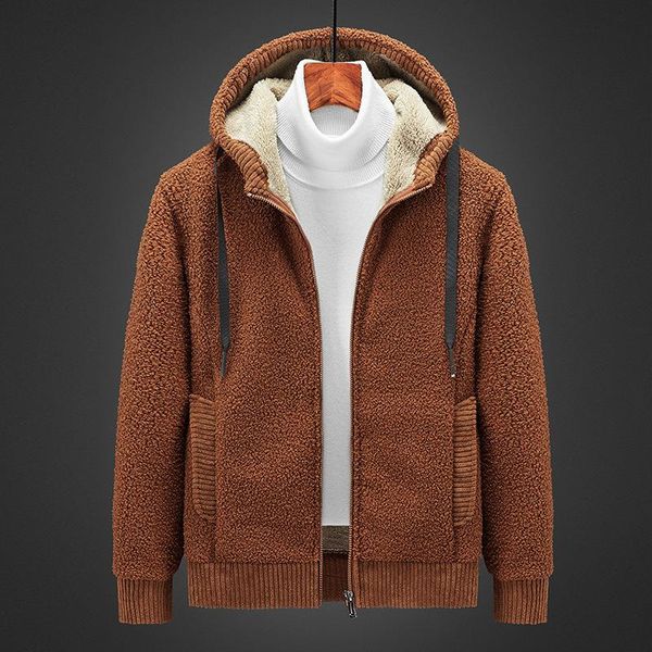 men's winter jackets 2021 casual fashion warm lamb wool hooded jacket coats plus size thick warm winter coat for men clothing, Black;brown 
men's winter jackets 2021 casual fashion warm lamb wool hooded jacket coats plus size thick warm winter coat for men clothing, Black;brown