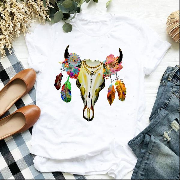women lady flower feather heifer cow fashion print skull ladies t tee tshirt womens female shirt clothes graphic t shirt, White
women lady flower feather heifer cow fashion print skull ladies t tee tshirt womens female shirt clothes graphic t shirt, White