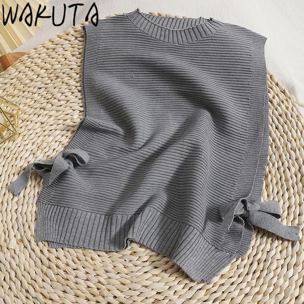 women's vests wakuta 2021 vintage fashion side lace up sleeveless knitted japan korean trendy casual solid o neck bandage sweater vest, Black;white
women's vests wakuta 2021 vintage fashion side lace up sleeveless knitted japan korean trendy casual solid o neck bandage sweater vest, Black;white