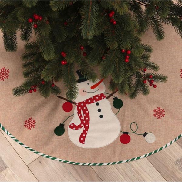 christmas decorations decoration santa claus snowman linen embroidered tree skirt 108cm 2022 happy year 
christmas decorations decoration santa claus snowman linen embroidered tree skirt 108cm 2022 happy year