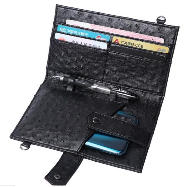 wallets fashion office women long style multi-functional wallet ostrich leather female clutch card holder phone purse, Red;black