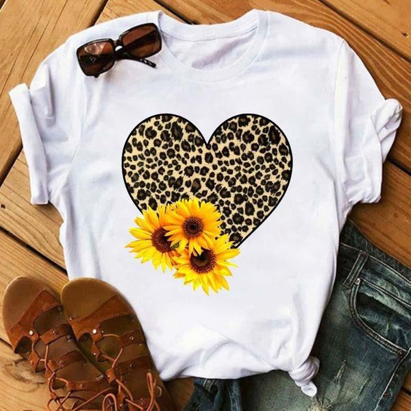 women t-shirt summer leopard heart print t shirt women casual sunflower loose short sleeve tshirt camisas mujer, White
women t-shirt summer leopard heart print t shirt women casual sunflower loose short sleeve tshirt camisas mujer, White