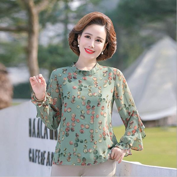 women's blouses & shirts 2021 spring chiffon shirt women pullover middle age mother fashion ruffle long sleeve blouse, White
women's blouses & shirts 2021 spring chiffon shirt women pullover middle age mother fashion ruffle long sleeve blouse, White