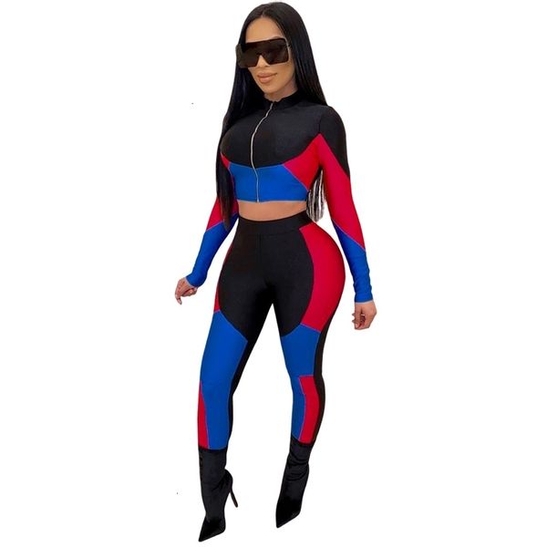 2021 new color patchwork two piece women spring long sleeve zip crop and pants set streetwear bodycon tracksuit club outfits 13e9, White
2021 new color patchwork two piece women spring long sleeve zip crop and pants set streetwear bodycon tracksuit club outfits 13e9, White