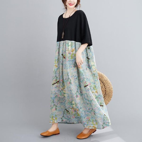 maternity dresses long loose comfortable cotton and linen dress summer short sleeve o-neck black patchwork green pregnancy maxi, White
maternity dresses long loose comfortable cotton and linen dress summer short sleeve o-neck black patchwork green pregnancy maxi, White