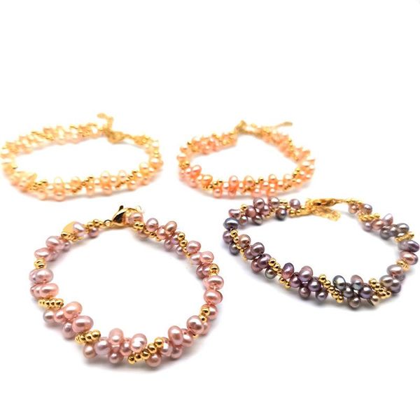 link, chain fashionable natural fresh water pearl, gold-plated oval 3-4mm color three row bracelet, girl's hand jewelry tourist souven, Black
link, chain fashionable natural fresh water pearl, gold-plated oval 3-4mm color three row bracelet, girl's hand jewelry tourist souven, Black