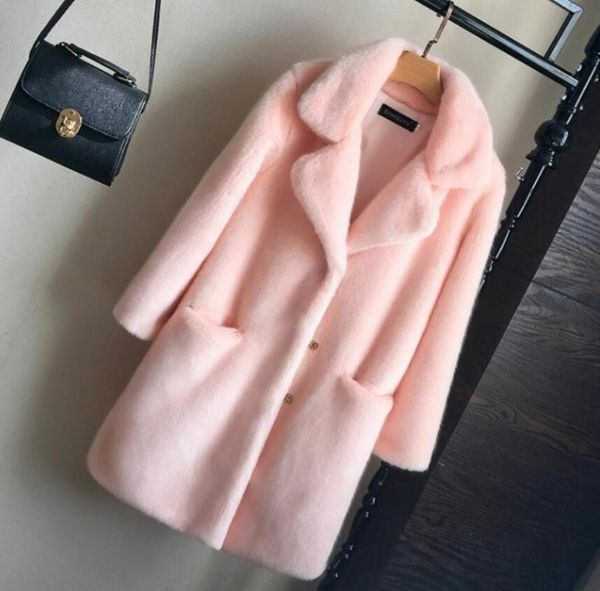 women's fur & faux european and american autumn winter mink coat mid-length long-sleeved suit collar, Black
women's fur & faux european and american autumn winter mink coat mid-length long-sleeved suit collar, Black