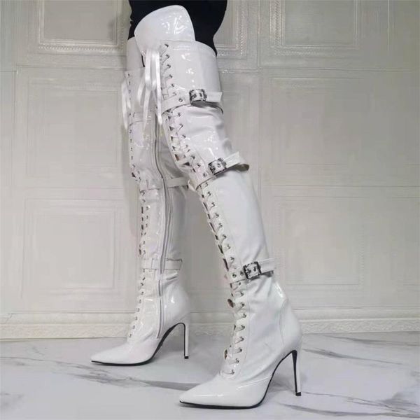 boots punk style women's buckles long large eu size 47 over-kneed lace up women high heeled for wide feet, Black
boots punk style women's buckles long large eu size 47 over-kneed lace up women high heeled for wide feet, Black