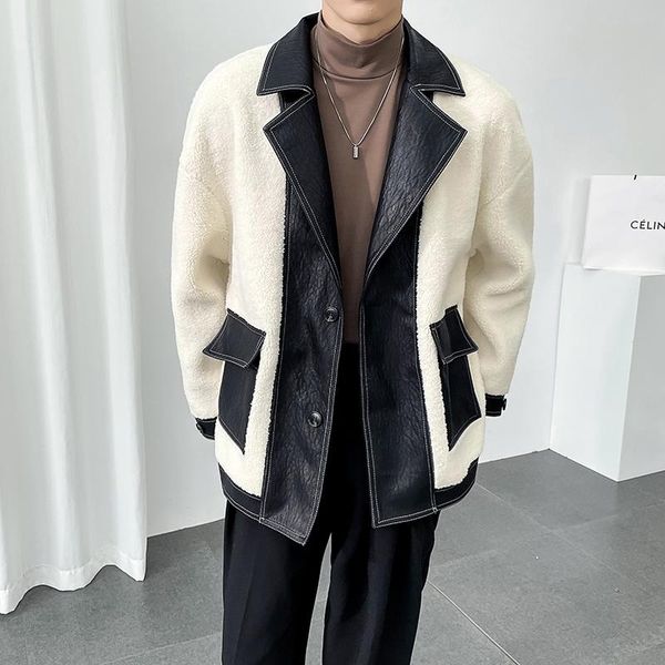 men's jackets complete elegant man lamb wool coats leather collar plush fur for men style white stylish mens clothing 2021 fashionable, Black;brown
men's jackets complete elegant man lamb wool coats leather collar plush fur for men style white stylish mens clothing 2021 fashionable, Black;brown