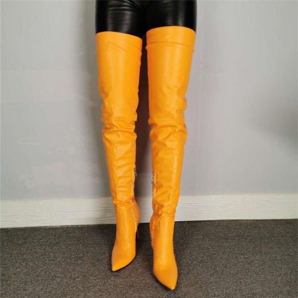 boots leather over the knee orange color pointed toe zipper dress women thin high heel runway, Black
boots leather over the knee orange color pointed toe zipper dress women thin high heel runway, Black