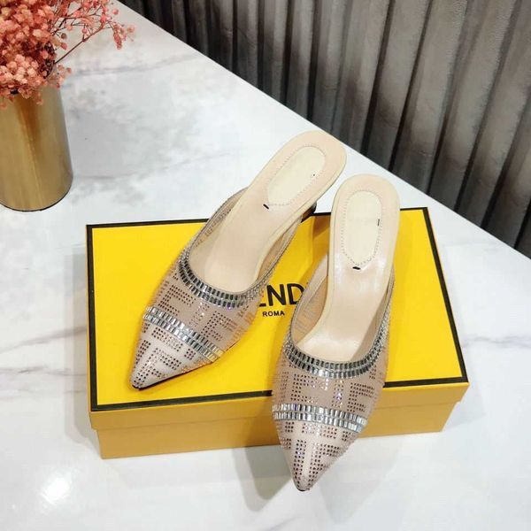 slipper new cofandi ff pointed gauze inlaid diamond high heels breathable women's shoes double f sandals muller shoes pointed slippersz, Black
slipper new cofandi ff pointed gauze inlaid diamond high heels breathable women's shoes double f sandals muller shoes pointed slippersz, Black