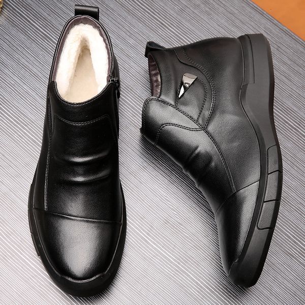 dt genuine winter soft teddy the form men cow leather boots of cotton shoes dx2v, Black