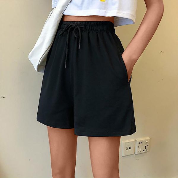 cotton summer casual womens short plus size high waist fashion woman streetwear feminino, White;black
cotton summer casual womens short plus size high waist fashion woman streetwear feminino, White;black