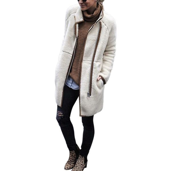 women's sweaters 2021 winter warm womens zipper shaggy knitted cardigan ladies long sleeved fleece turtleneck cardigans outwear femme, White;black
women's sweaters 2021 winter warm womens zipper shaggy knitted cardigan ladies long sleeved fleece turtleneck cardigans outwear femme, White;black