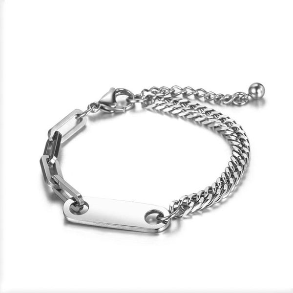 link, chain fashion style his queen her king silver color women's male titanium steel couple bracelet for men femmo on hands jewelry, Black
link, chain fashion style his queen her king silver color women's male titanium steel couple bracelet for men femmo on hands jewelry, Black
