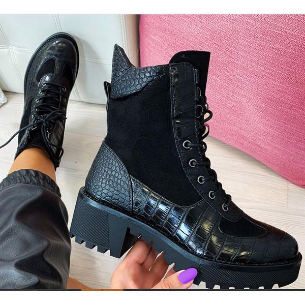 boots crocodile leather women high heels ankle point toe platform ladies fashion lace-up combat size 43, Black
boots crocodile leather women high heels ankle point toe platform ladies fashion lace-up combat size 43, Black