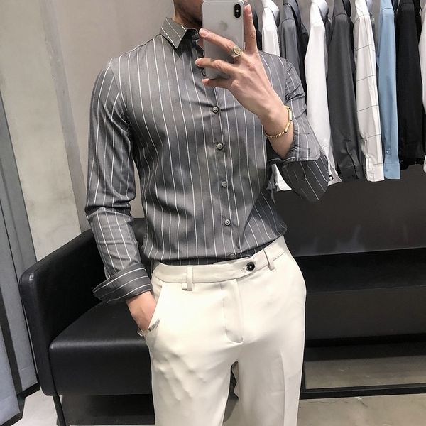 Primavera Nova New Simples Negcio Listrado Camisas Para Roupas Masculinas Manga Longa Formal Wear Fino Ajuste Escritrio Blu NWVY, Black;brown
Primavera Nova New Simples Negcio Listrado Camisas Para Roupas Masculinas Manga Longa Formal Wear Fino Ajuste Escritrio Blu NWVY, Black;brown