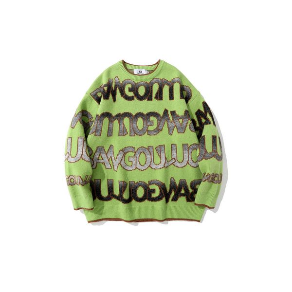 sweater knit american fashion brand letter jacquard men's bf yuan sufeng loose round neck long sleeve bottomed pullover, White;black
sweater knit american fashion brand letter jacquard men's bf yuan sufeng loose round neck long sleeve bottomed pullover, White;black