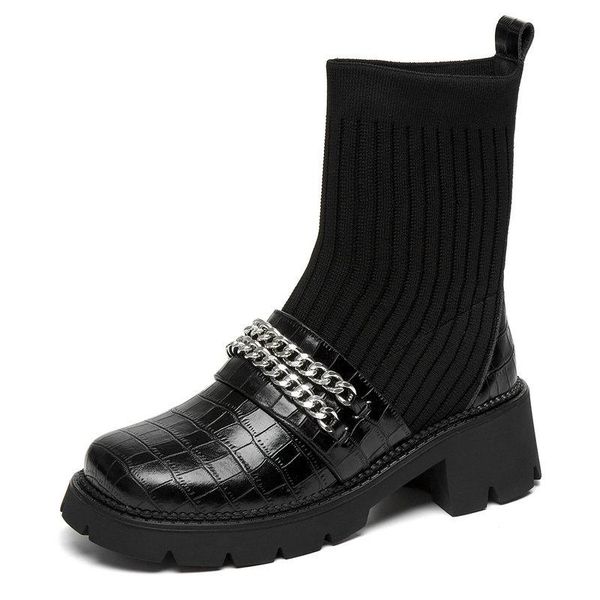 boots retro platforms women ankle genuine leather metal chain round toe autumn winter shoes woman 2021 working casual, Black
boots retro platforms women ankle genuine leather metal chain round toe autumn winter shoes woman 2021 working casual, Black