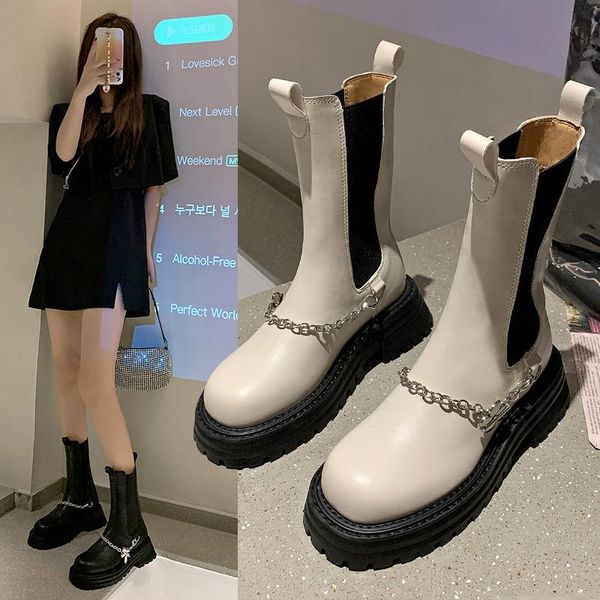 boots female women shoes fashion all-match short tube women's round toe thick bottom metal chain stretch, Black
boots female women shoes fashion all-match short tube women's round toe thick bottom metal chain stretch, Black