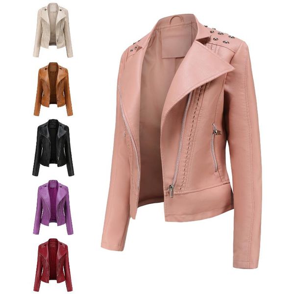 women's leather & faux 2021 autumn spring womens motorcycle rivet beads jackets ladies solid oblique zipper formal coat locomotive clot, Black
women's leather & faux 2021 autumn spring womens motorcycle rivet beads jackets ladies solid oblique zipper formal coat locomotive clot, Black