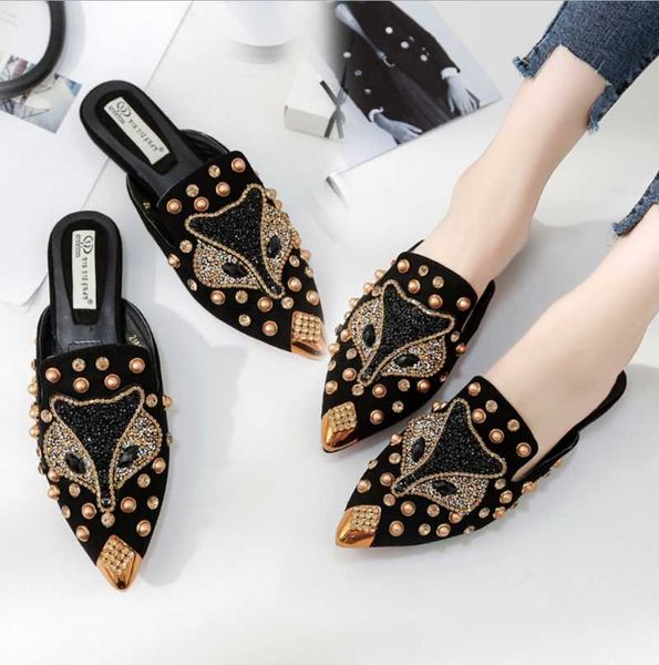 luxury rhinestone rivet women's shallow slippers casual slip on low heel mules loafer pointed flat slides sandals crystal shoes, Black
luxury rhinestone rivet women's shallow slippers casual slip on low heel mules loafer pointed flat slides sandals crystal shoes, Black