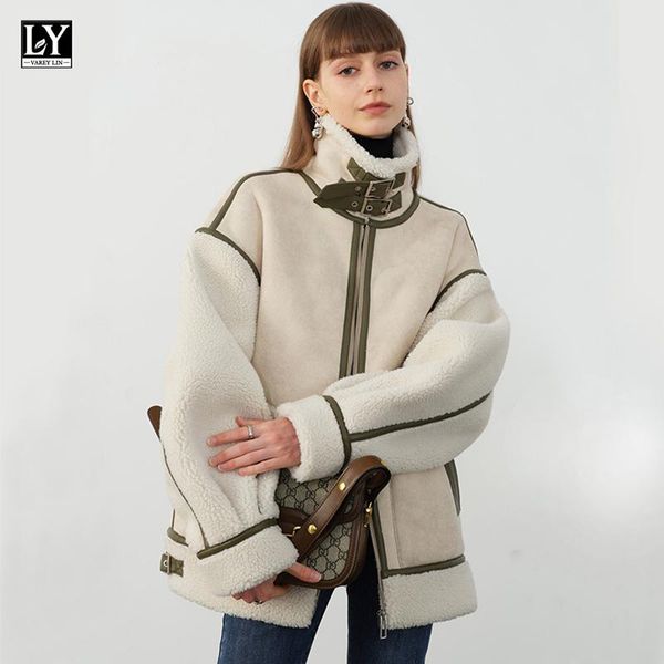 women's leather & faux ly varey lin winter women fur collar warm thick parkes stand lamb coat lambs wool splicing pu jacket, Black
women's leather & faux ly varey lin winter women fur collar warm thick parkes stand lamb coat lambs wool splicing pu jacket, Black