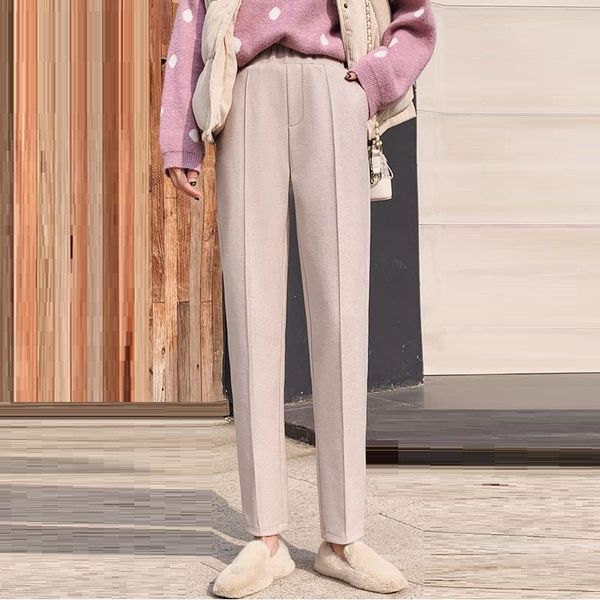 women's pants & capris winter thicken harlan women pencil wool female autumn high waist loose trousers soft good fabric, Black;white
women's pants & capris winter thicken harlan women pencil wool female autumn high waist loose trousers soft good fabric, Black;white