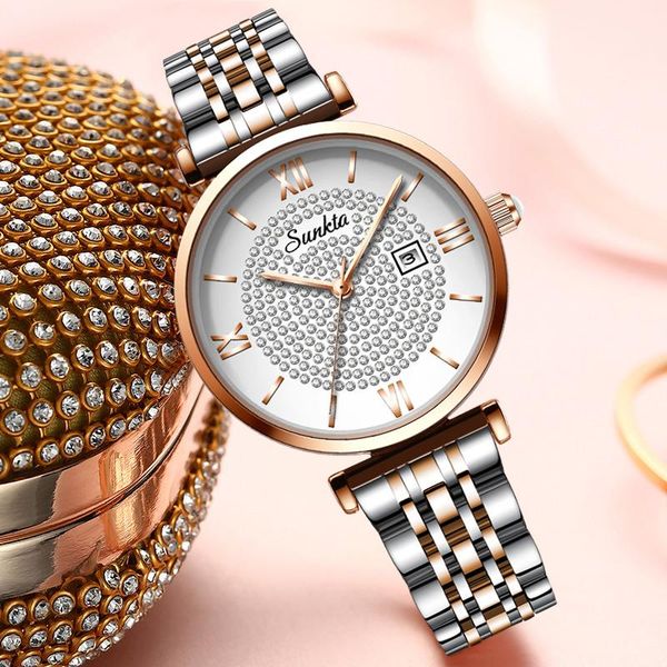 wristwatches sunkta luxury crystal watch women waterproof rose gold steel strap ladies watches brand bracelet clock relogio feminino+box, Slivery;brown
wristwatches sunkta luxury crystal watch women waterproof rose gold steel strap ladies watches brand bracelet clock relogio feminino+box, Slivery;brown