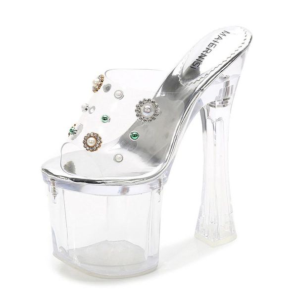 slippers transparent high heel 18cm women nightclub shoes plus size catwalk dance show crystal heels outside platform, Black
slippers transparent high heel 18cm women nightclub shoes plus size catwalk dance show crystal heels outside platform, Black