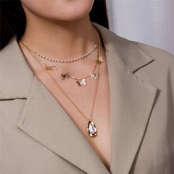 chains necklace for women jewelry 2021 fashion layered pearl retro chain on the neck butterfly pendant accessories gift, Silver
chains necklace for women jewelry 2021 fashion layered pearl retro chain on the neck butterfly pendant accessories gift, Silver