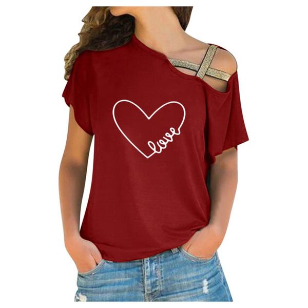 women's t-shirt sagace ladies casual oblique shoulder irregular short-sleeved summer clothing, White
women's t-shirt sagace ladies casual oblique shoulder irregular short-sleeved summer clothing, White