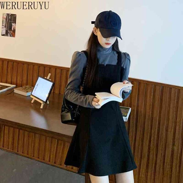 werueruyu autumn dress vintage fake two-piece slim long french fashion style holiday 210608, Black;gray
werueruyu autumn dress vintage fake two-piece slim long french fashion style holiday 210608, Black;gray