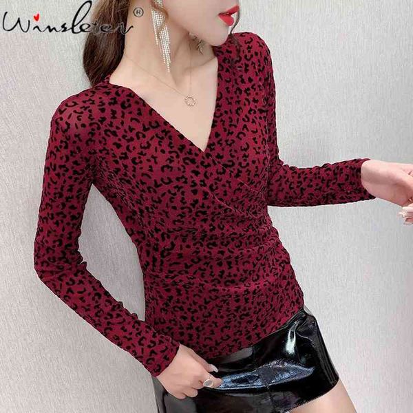 women's t-shirt spring fall korean clothes girl fashion v-neck leopard print mesh long sleeve women tees t0d105a tnds, White
women's t-shirt spring fall korean clothes girl fashion v-neck leopard print mesh long sleeve women tees t0d105a tnds, White