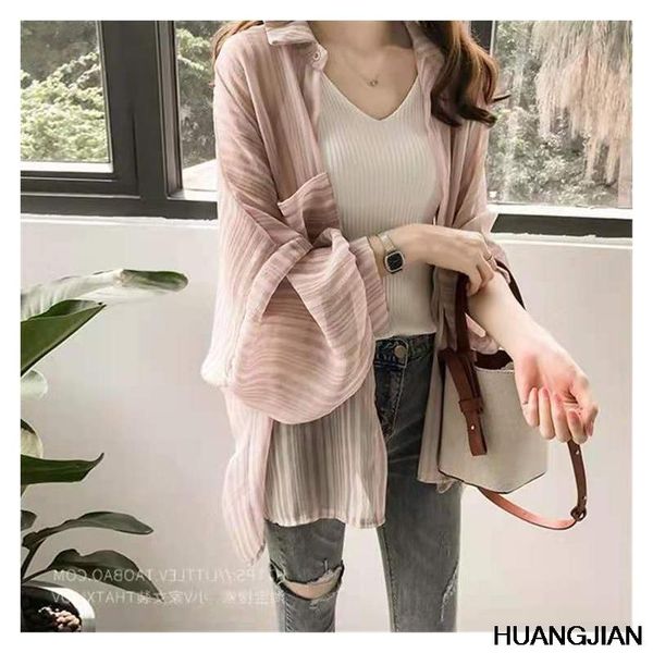 women's jackets chiffon sunscreen shirt long sleeve uv resistant breathable 2021 summer stripe versatile lightweight cardigan coat,, Black;brown
women's jackets chiffon sunscreen shirt long sleeve uv resistant breathable 2021 summer stripe versatile lightweight cardigan coat,, Black;brown