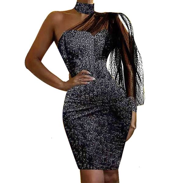 2021 new sequin one shoulder black party halter mesh sheer patchwork backless midi slim sheath night club bodycon opgw, Black;gray
2021 new sequin one shoulder black party halter mesh sheer patchwork backless midi slim sheath night club bodycon opgw, Black;gray