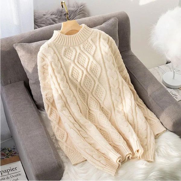 women's sweaters sweater loose 2021 twist pullover medium long autumn and winter extra thick, White;black
women's sweaters sweater loose 2021 twist pullover medium long autumn and winter extra thick, White;black