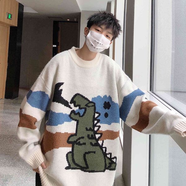 men's sweaters dinosaur jacquard fabric sweater for men, trendy autumn clothes, korean harajuku sweater, vintage mesh jacket dyzy, White;black
men's sweaters dinosaur jacquard fabric sweater for men, trendy autumn clothes, korean harajuku sweater, vintage mesh jacket dyzy, White;black