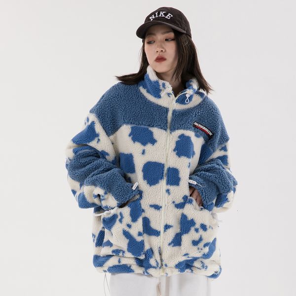 2021 new fleece cotton padded parkas jackets streetwear hip hop front pockets cow spot pattern color block patchwork thick coats 4v7p, Black;brown 
2021 new fleece cotton padded parkas jackets streetwear hip hop front pockets cow spot pattern color block patchwork thick coats 4v7p, Black;brown