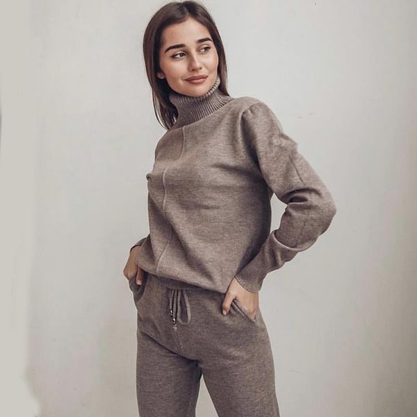 women suit track costume 2 pieces sets autumn winter turtleneck pullovers and long knitted pants knitted suits, Gray
women suit track costume 2 pieces sets autumn winter turtleneck pullovers and long knitted pants knitted suits, Gray