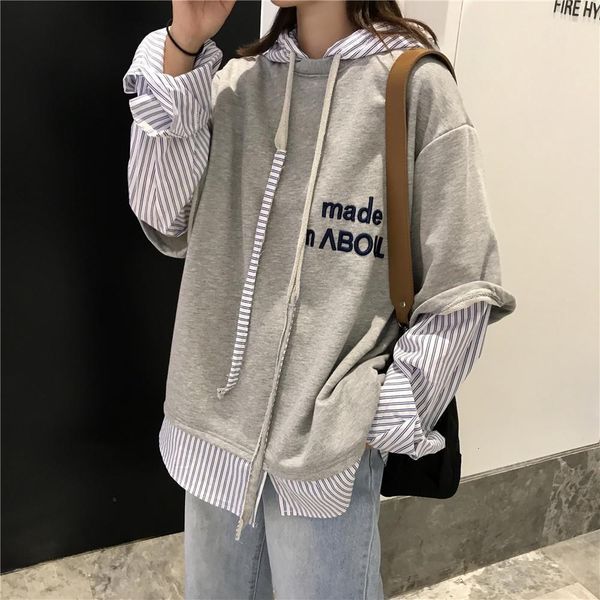 korea harajuku bf women loose embroidered letters fake two-piece stitching hooded long-sleeved letter sweatshirt stripes hip-hop, Black
korea harajuku bf women loose embroidered letters fake two-piece stitching hooded long-sleeved letter sweatshirt stripes hip-hop, Black