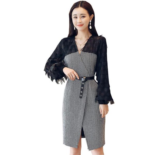 casual dresses v neck splicing 2021 spring autumn dress women vestidos long sleeve tunic ladies party vestido z609, Black;gray
casual dresses v neck splicing 2021 spring autumn dress women vestidos long sleeve tunic ladies party vestido z609, Black;gray