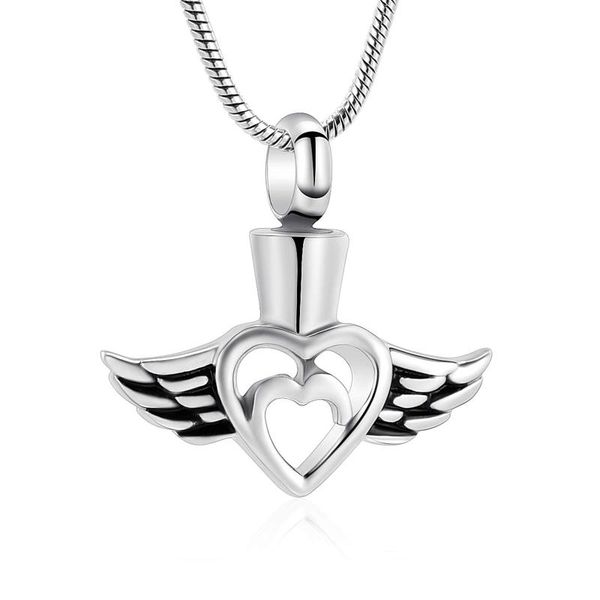 chains cremation jewelry for ashes double love heart angel wing keepsake memorial women urn necklace, Silver
chains cremation jewelry for ashes double love heart angel wing keepsake memorial women urn necklace, Silver
