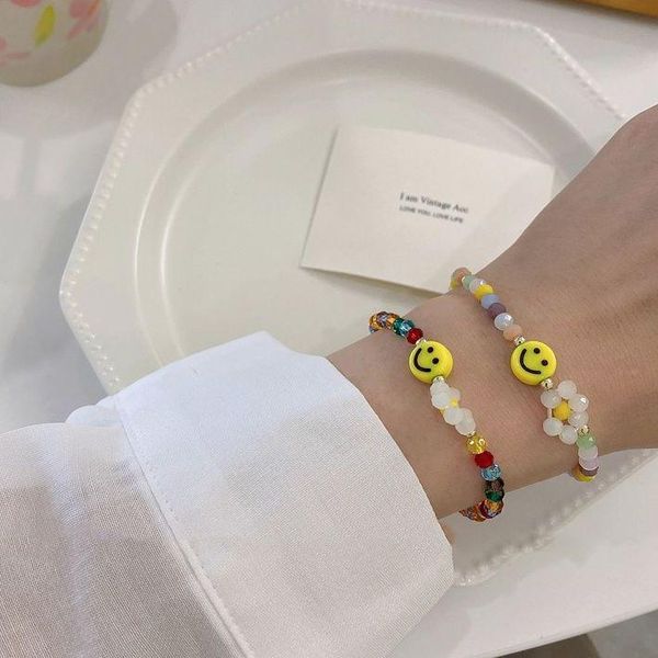 link, chain 2021 korean cute face sunflower daisy colorful transparent crystal elastic beaded bracelet for women girls aesthetic jewelry, Black
link, chain 2021 korean cute face sunflower daisy colorful transparent crystal elastic beaded bracelet for women girls aesthetic jewelry, Black
